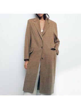 NWOT Zara Rustic Brown Linen Cotton Fall/Winter Trench Coat - Size XS